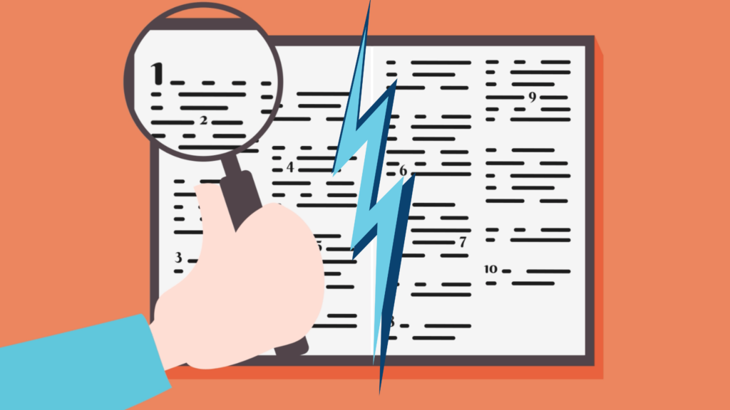 tegenstellingen in de Bijbel uitgebeeld met een bliksemschicht door het midden van de bijbel.